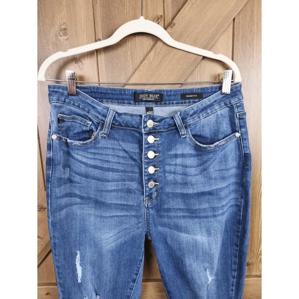Judy‎ Blue Skinny Fit Jeans Womens 15/32 High Rise Button Fly Distressed
